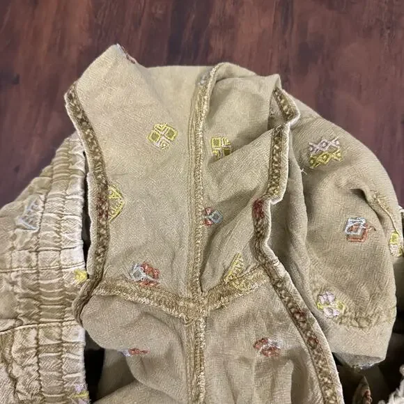 PILCRO ANTHROPOLOGIE Shorts Khaki Embroidered Drawstring Casual Beach - Picture 5 of 9